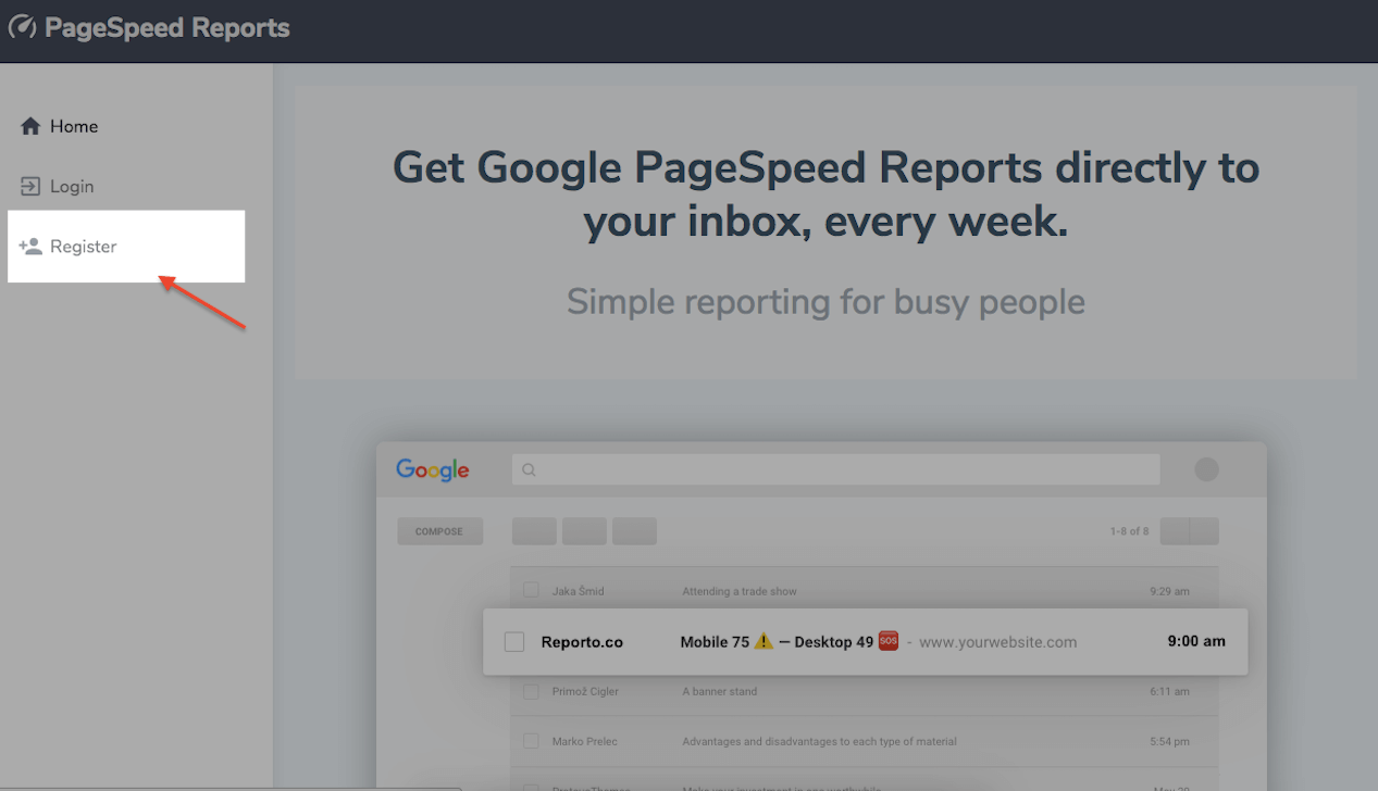 PageSpeed Reports 註冊