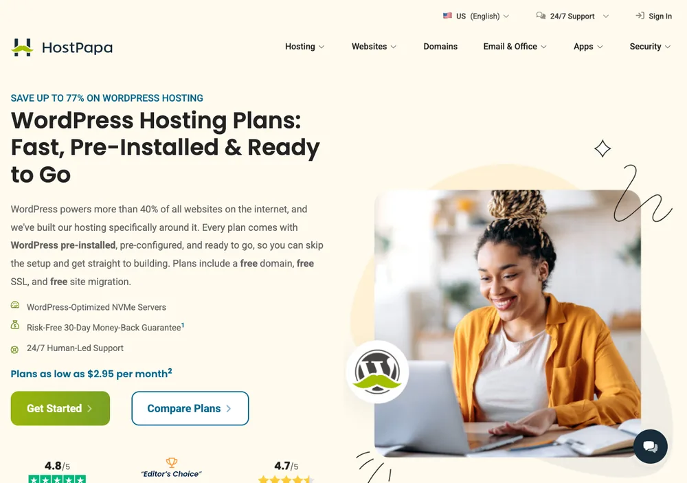 HostPapa 主機評價:加拿大綠能主機方案、優缺點與 WordPress 架站教學 2 TechMoon 截圖|HostPapa WordPress 主機四方案月費價格卡片