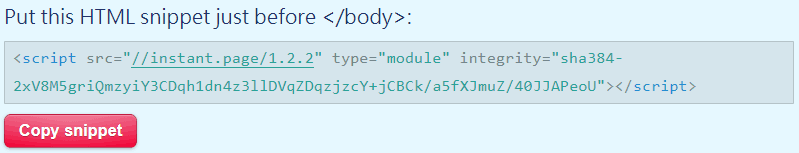 點選 Copy snippet 就能複製 JavaScript 語法