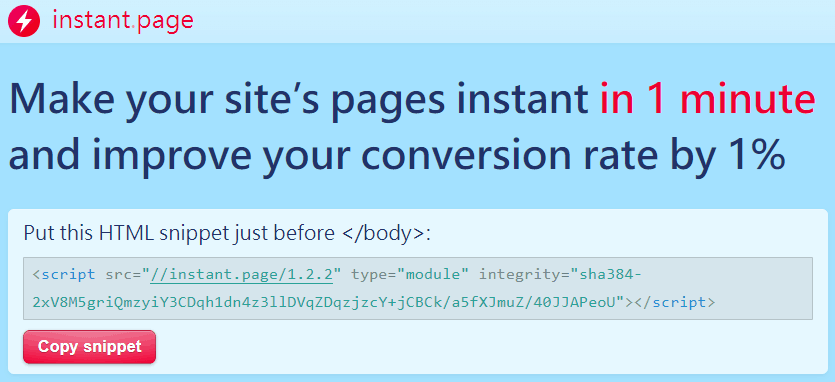 instant.page - 預先加載超連結頁面，加快網站速度並提升頁面轉化率
