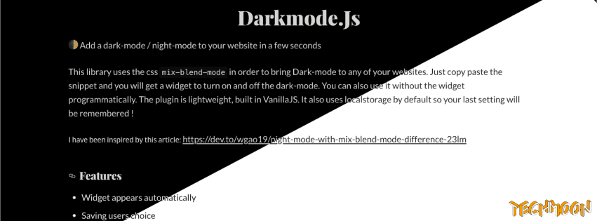 Darkmode.Js - 快速幫網站加入 Dark Mode 深色主題、黑暗版本、夜間模式自動轉換功能
