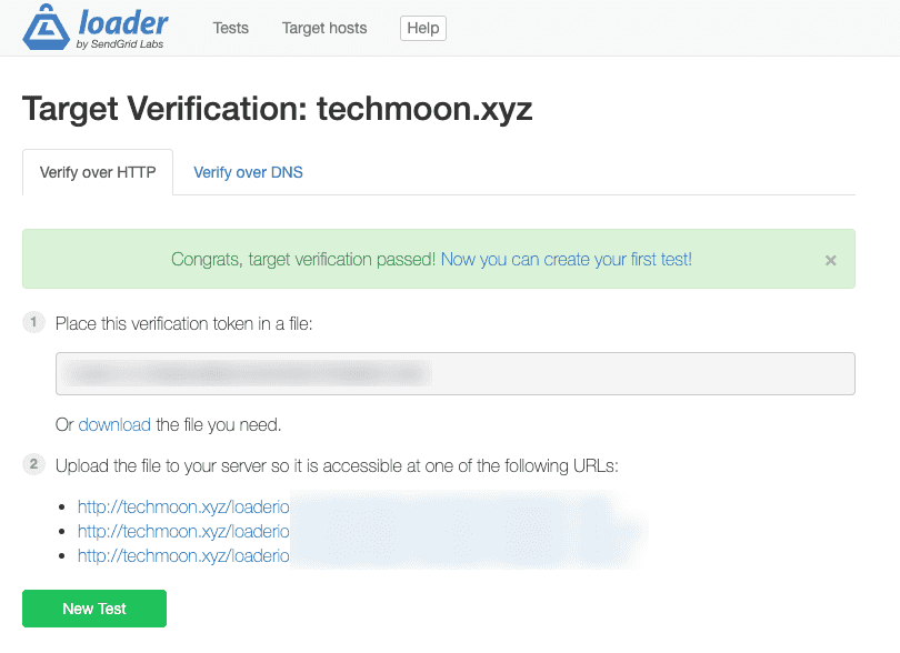 Loader.io 成功驗證網站所有權