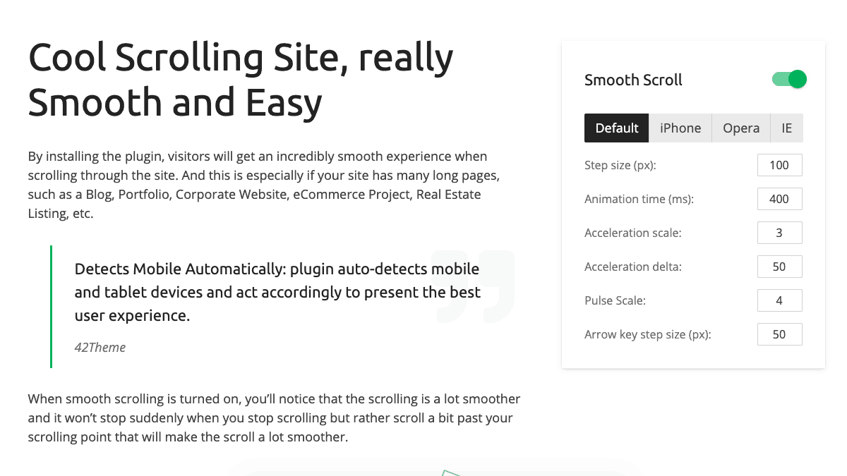 【WordPress 付費外掛免費下載】Smooth Scroll for WordPress — Site Scrolling without Jerky and Clunky Effects.