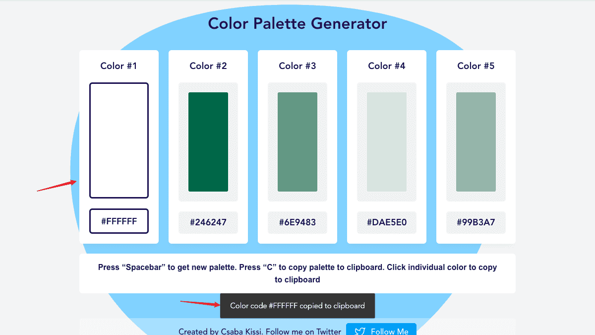單擊顏色即可複製該顏色的色碼