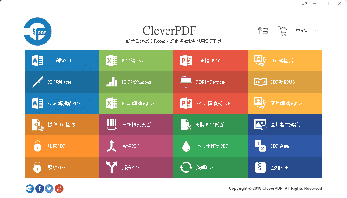 CleverPDF 桌面版本直接點選相對應的工具進行格式轉換