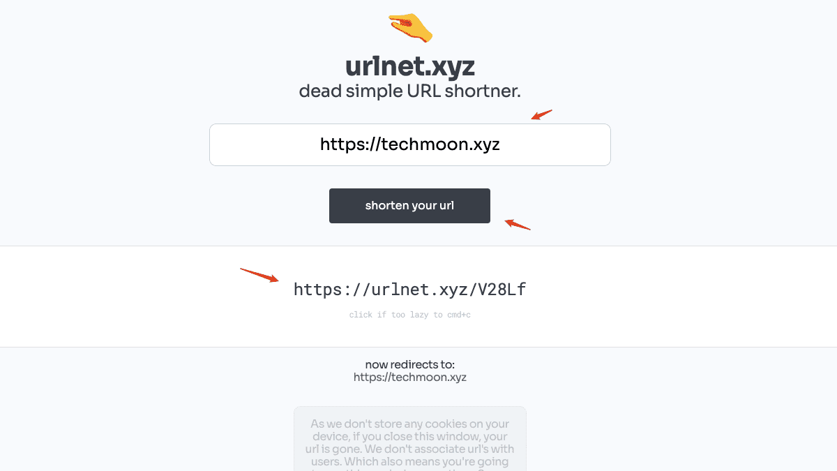 將要縮短的網址輸入後點選「shorten your url」即可產生一組唯一的短網址