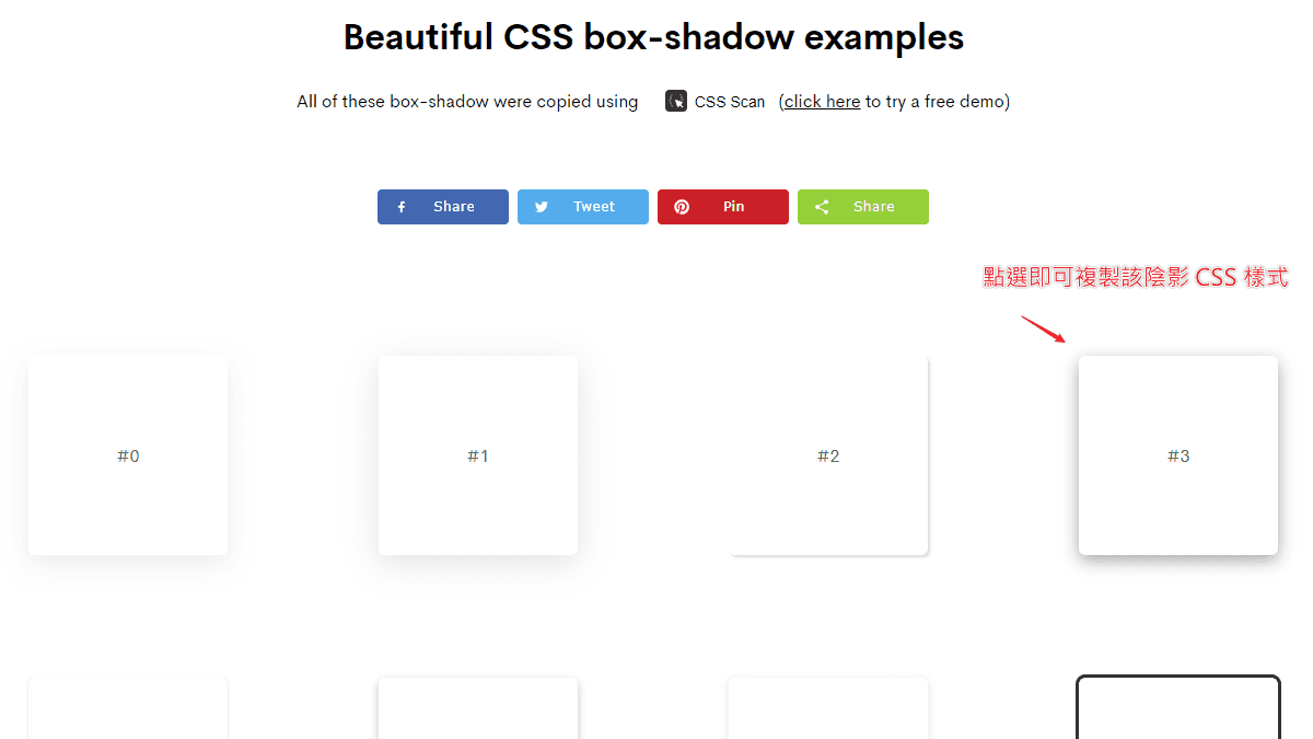 挑選好樣式後直接點選即可複製 CSS 程式碼