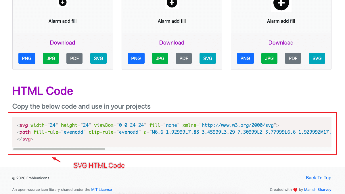 提供 SVG HTML Code 可直接複製貼上至網站當中直接顯示