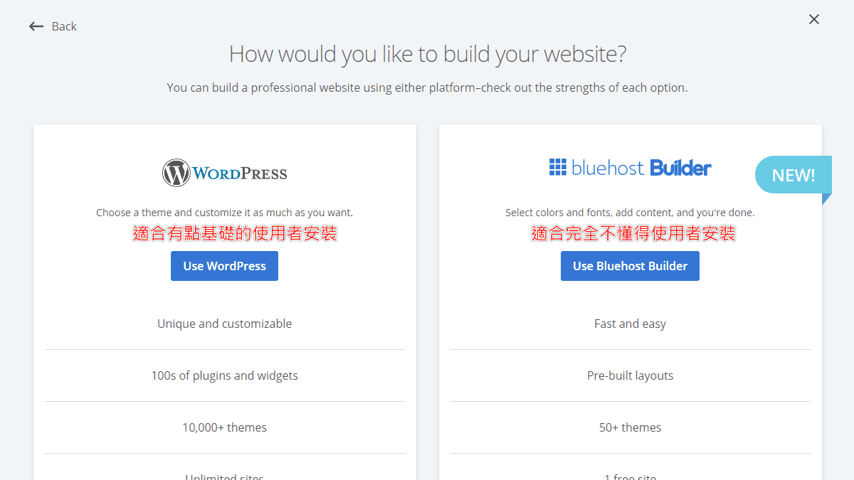 選擇 WordPress 的安裝方法