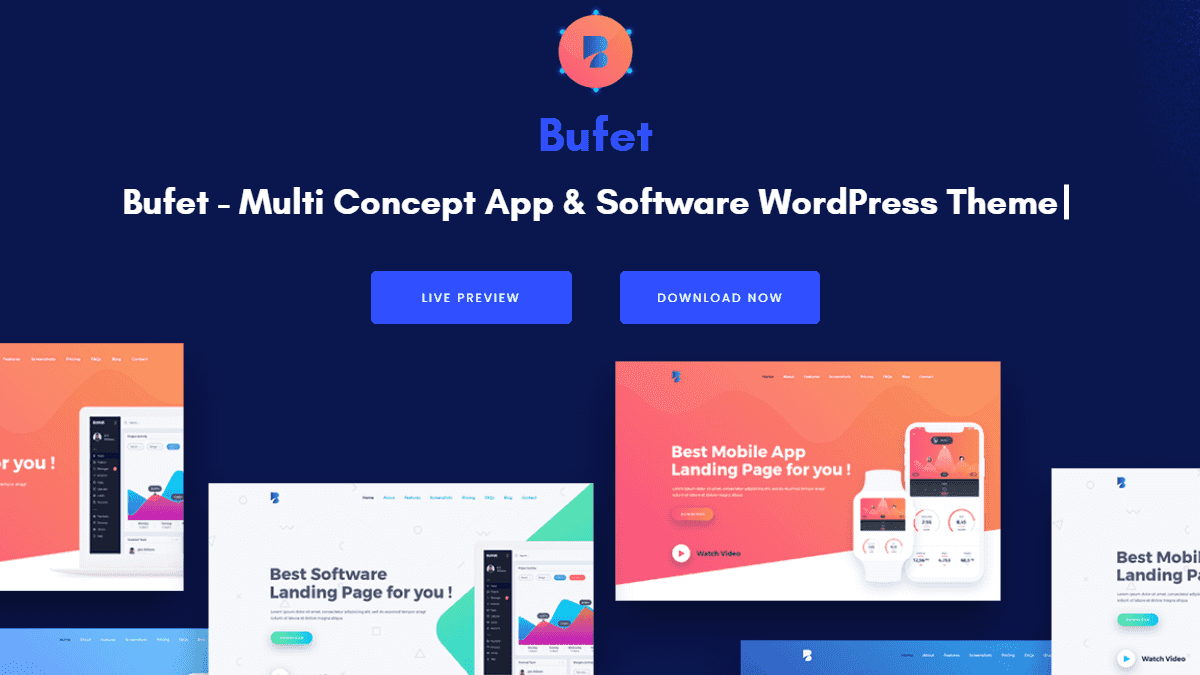【WordPress 付費主題免費下載】Bufet - Multi Concept Software & App Landing WordPress Theme + RTL