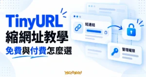 TinyURL 短連結與帳號管理權限的概念示意圖