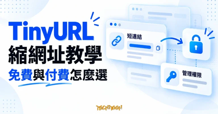 TinyURL 短連結與帳號管理權限的概念示意圖