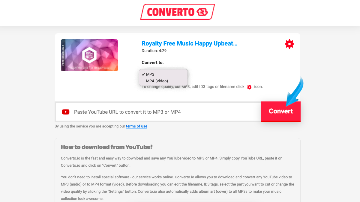 Converto.io YouTube 影片下載工具