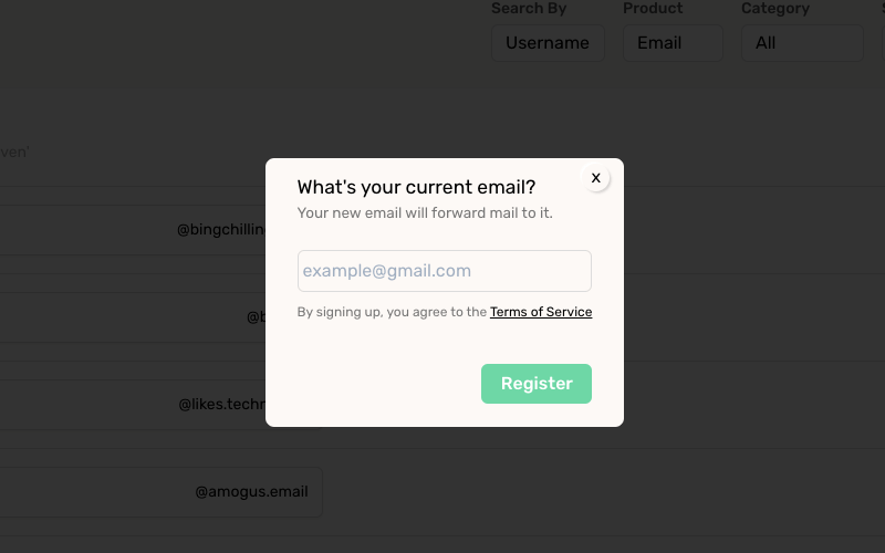 輸入要接收的 Email 信箱進行註冊