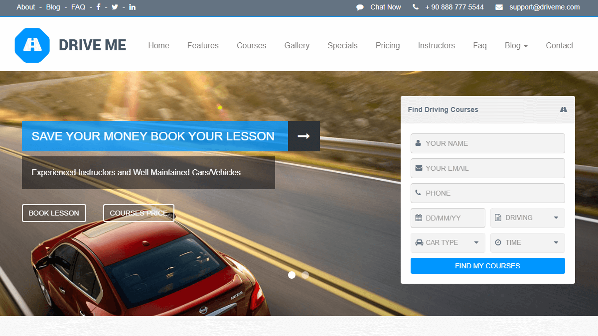 【WordPress 付費主題免費下載】Driveme - Driving School WordPress Theme