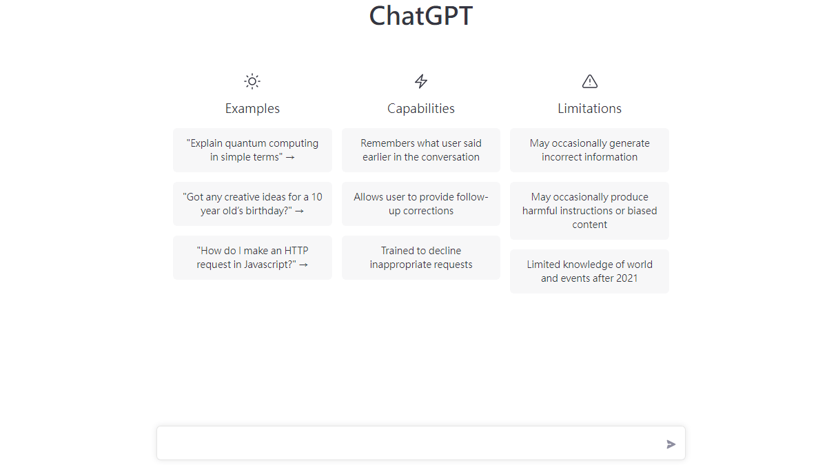 開始畫面會告訴你 ChatGPT 的使用方式
