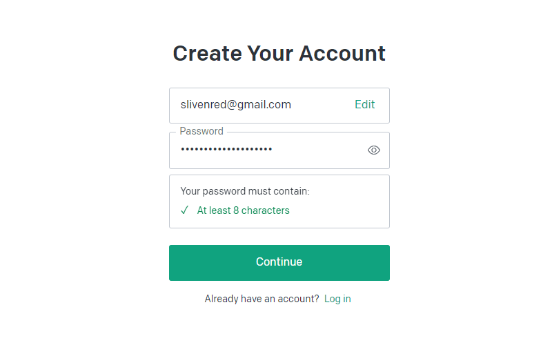 透過 Email 信箱註冊後會請你輸入註冊密碼