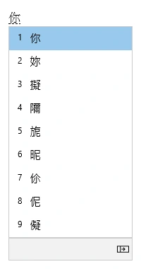 微軟注音亂選字怎麼辦?依症狀排查與還原設定 2 Microsoft 官方微軟注音候選字範例,列出你、妳等同音候選字與數字選取位置