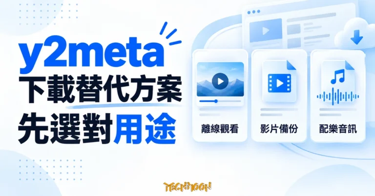 y2meta 下載替代:選對離線觀看與檔案備份 4 y2meta 下載替代方案示意,分為離線觀看、影片備份及配樂音訊