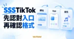 SSSTikTok 網站、App 與音訊格式三種入口的概念示意圖