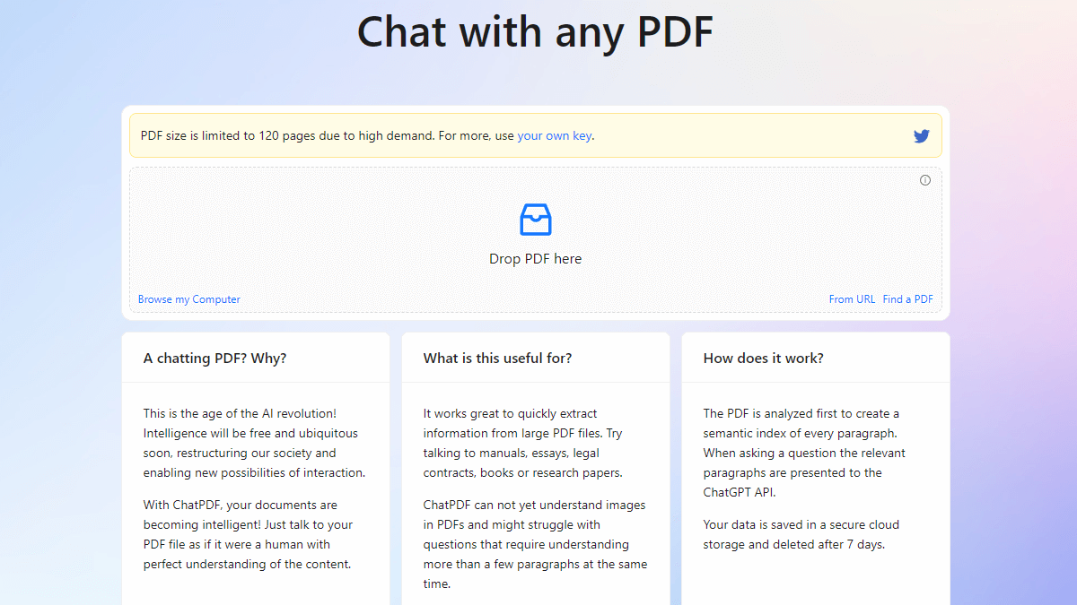 上傳 PDF 檔案或輸入 PDF 連結