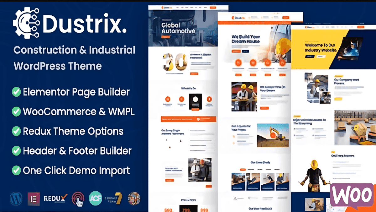 【WordPress 付費主題免費下載】Dustrix - Construction and Industry WordPress Theme