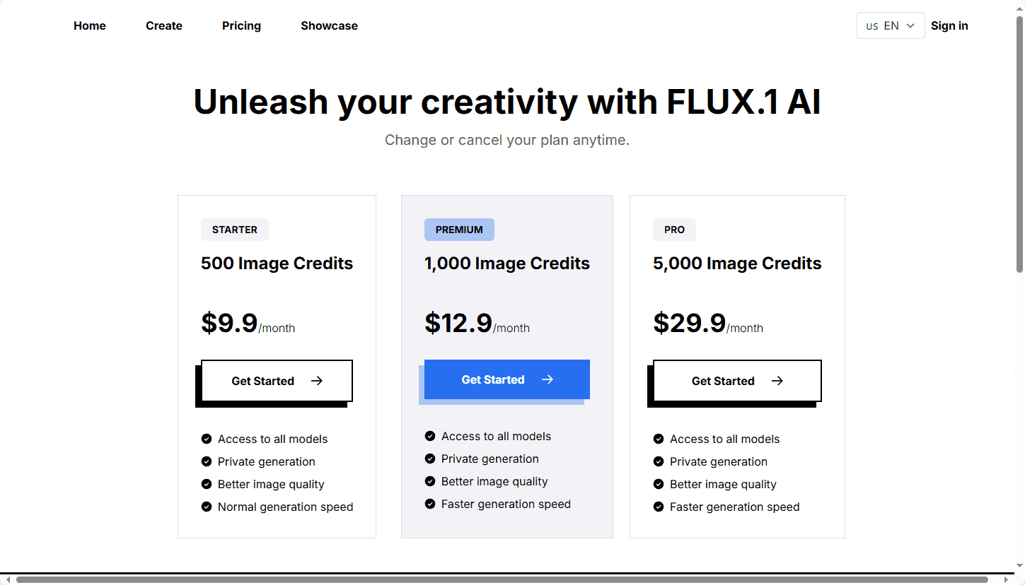 FLUX.1 AI 價目表