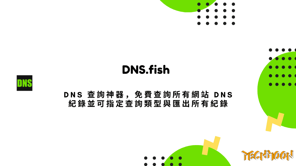 DNS.fish - DNS 查詢神器，免費查詢所有網站 DNS 紀錄並可指定查詢類型與匯出所有紀錄