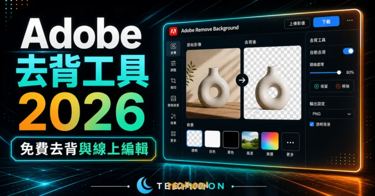 Adobe Remove Background - Adobe 免費線上去背神器,可搭配 Adobe Creative Cloud Express 進行線上編輯 2 Adobe Remove Background - Adobe 免費線上去背神器,可搭配 Adobe Creative Cloud Express 進行線上編輯的 TechMoon 精選圖片,呈現Adobe Remove相關介面、重點標題與科技感背景。