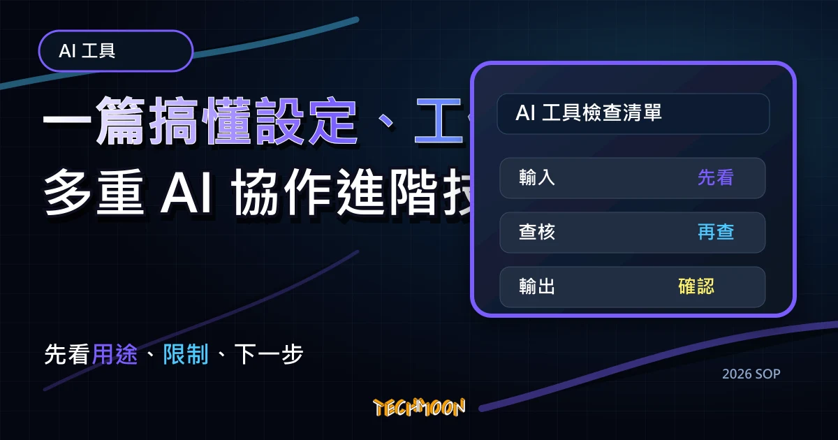 【2025 Claude Code 完整教學】一篇搞懂設定、工作流與多重 AI 協作進階技巧，TechMoon 2026 新版 SOP 精選圖片