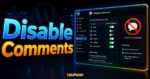 Disable Comments - 允許管理者禁用任何文章類型留言評論的 WordPress 外掛的 TechMoon 精選圖片，呈現Disable Comments主題、相關介面與科技感背景。
