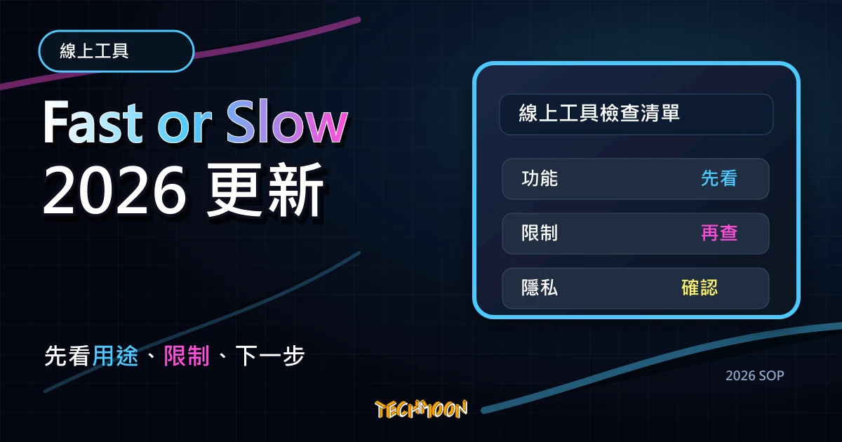Fast or Slow - 免費網站測速工具，從世界各地測試你的網站速度，TechMoon 2026 新版 SOP 精選圖片