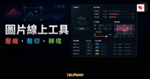 iLoveIMG 圖片線上工具的 TechMoon 精選圖片，呈現圖片壓縮、裁切、格式轉換與批次處理介面。