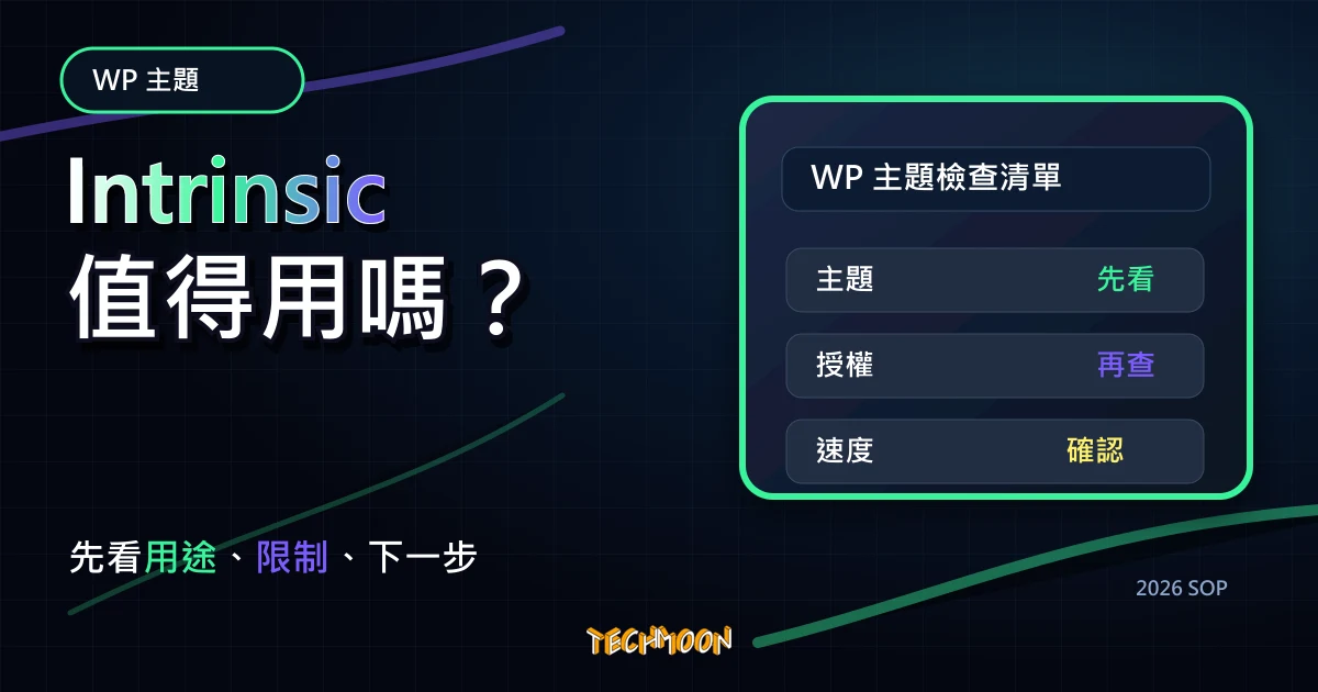 【WordPress 付費主題免費下載】Intrinsic - Creative Personal Portfolio WordPress Themes，TechMoon 2026 新版 SOP 精選圖片