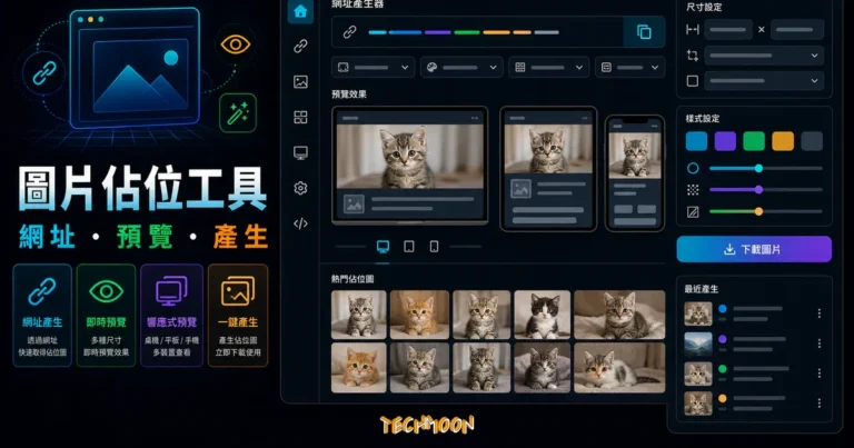 Placekitten - 免費產生小貓圖片線上圖庫,以網址輸入長寬數字即可產生相對應解析度小貓圖片 10 Placekitten - 免費產生小貓圖片線上圖庫,以網址輸入長寬數字即可產生相對應解析度小貓圖片的 TechMoon 精選圖片,呈現圖片佔位工具、預覽介面與產生流程。