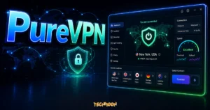 PureVPN - 超好用的 VPN 翻牆工具，超過 180 個國家伺服器，可跨區觀看 Netflix 各國影集的 TechMoon 精選圖片，呈現Purevpn相關介面、重點標題與科技感背景。