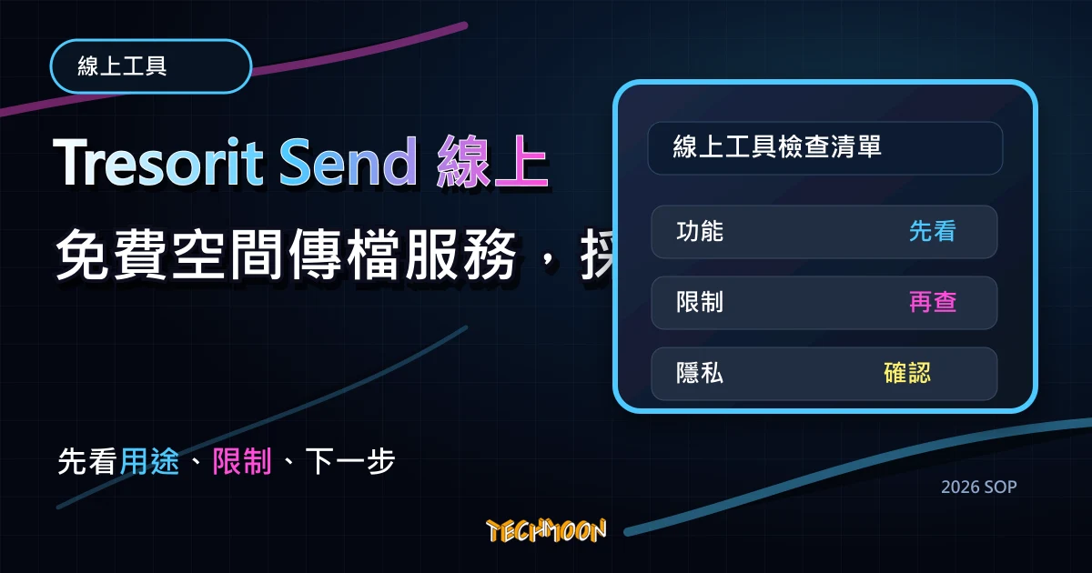 Tresorit Send 線上免費空間傳檔服務,採用 AES-256 加密協議給予檔案最高的安全性,TechMoon 2026 新版 SOP 精選圖片