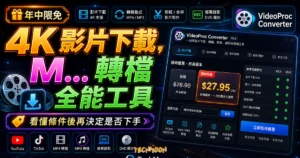 【 年中限免】4K 影片下載，MP4/MP3 轉檔全能工具 VideoProc Converter 免費下載的 TechMoon 精選圖片，呈現MP4相關介面、重點標題與科技感背景。