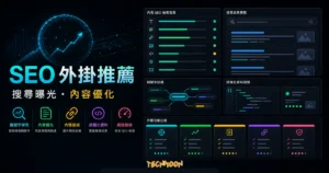 WordPress SEO 外掛推薦的 TechMoon 精選圖片，呈現 SEO 檢查清單、搜尋結果預覽與外掛比較儀表板。