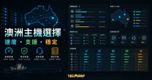 WP Hosting Australia 澳洲 WordPress 主機評價的 TechMoon 精選圖片，呈現澳洲機房脈絡、WordPress 設定、備份、遷移流程、支援管道、安全設定與成本檢查。