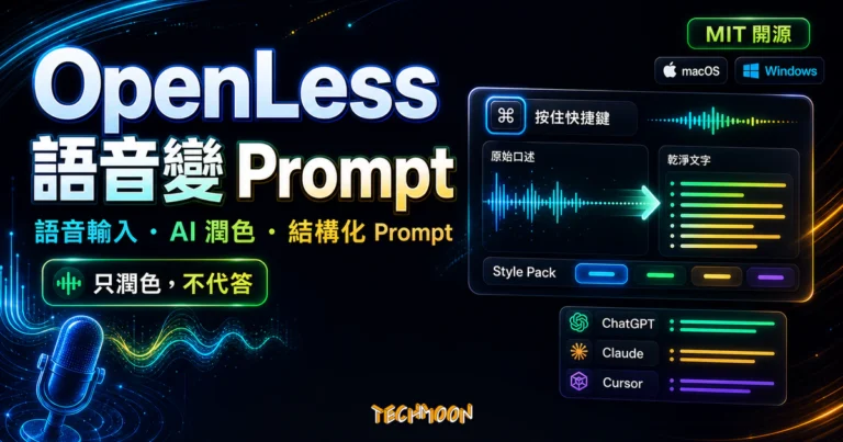 OpenLess 開源語音輸入工具:說話變結構化 Prompt,Wispr Flow 的開源替代 2 OpenLess 精選圖片,呈現開源語音輸入、AI 潤色、Style Pack 與結構化 Prompt 工作流