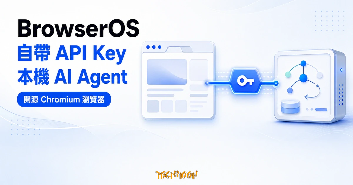 TechMoon 精選圖｜BrowserOS 開源 Chromium 瀏覽器以自帶 API Key 驅動本機 AI Agent