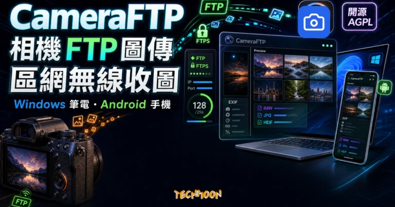 CameraFTP:把相機 FTP 圖傳的接收端做成一件小事的開源工具 1 CameraFTP 精選圖片,呈現相機透過區網 FTP 將照片無線推送到 Windows 筆電與 Android 手機接收