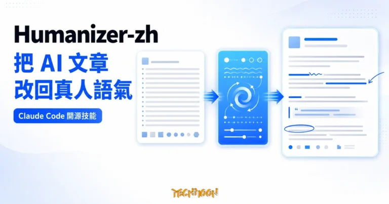 TechMoon 精選圖｜Humanizer-zh 在 Claude Code 中把 AI 文章改寫成自然真人語氣