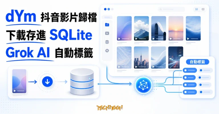 dYm:開源抖音影片歸檔工具,下載進本機 SQLite 並用 Grok 上標籤 1 TechMoon 精選圖|dYm 抖音影片歸檔工具:下載進本機 SQLite 並用 Grok AI 自動上標籤