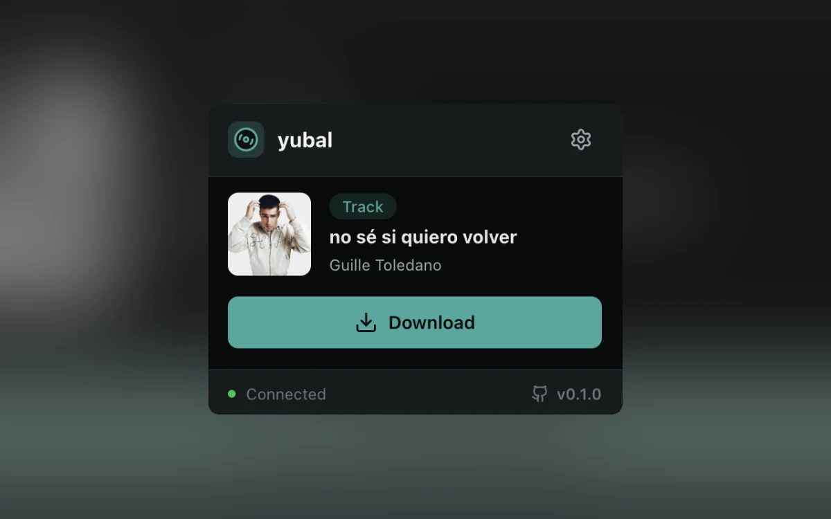 yubal 瀏覽器擴充功能：在 YouTube Music 歌曲頁面直接觸發下載與訂閱，擷取自 yubal 官方 README。