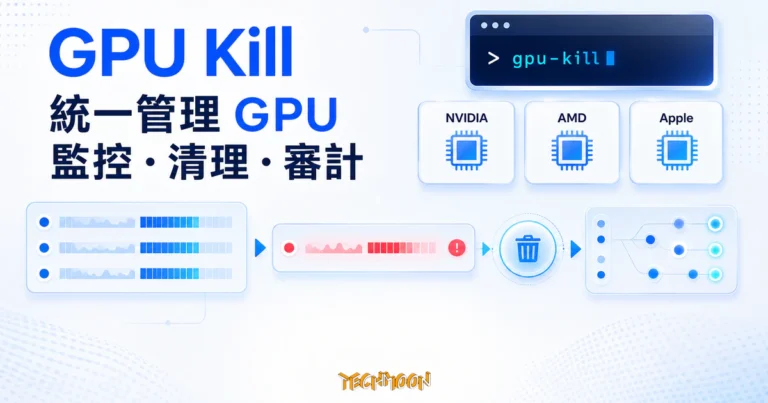GPU Kill:跨平台統一管理 GPU 的一鍵清理工具 8 TechMoon 精選圖|GPU Kill 跨平台統一管理 NVIDIA、AMD 與 Apple GPU,支援監控、清理卡死處理程序與審計