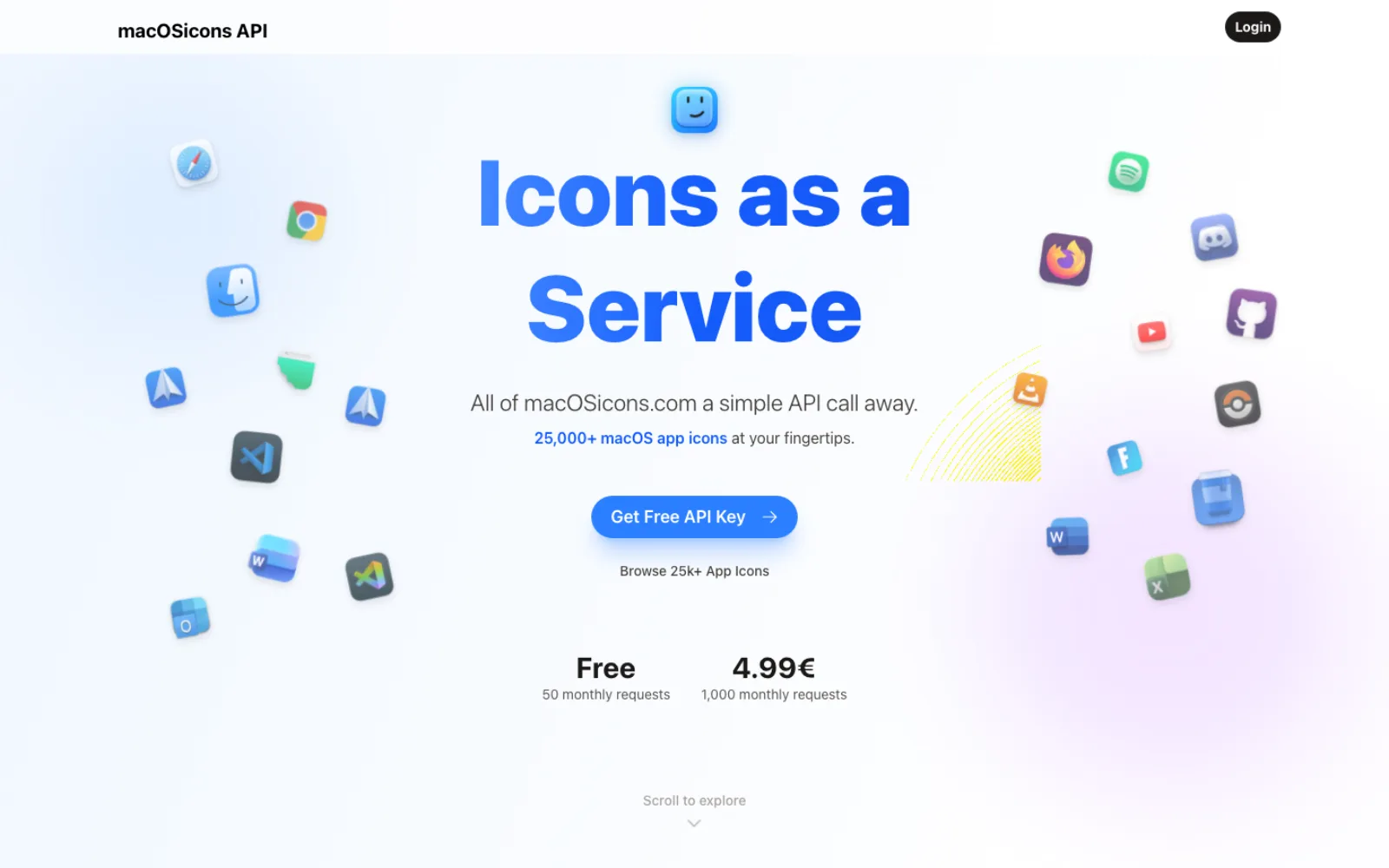 macOSicons:超過 3 萬枚 Mac 應用圖標任你下載,順手整理 Dock 醜亂差 3 macOSicons API 文件與計費方案(TechMoon 截圖)