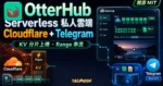 OtterHub 精選圖片，呈現 Cloudflare KV、Telegram Bot API、分片上傳與 HTTP Range 串流預覽的 Serverless 私人雲端架構
