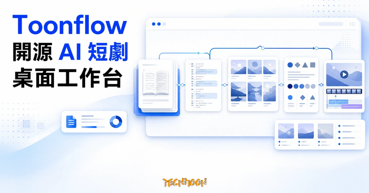 TechMoon 精選圖｜Toonflow 開源 AI 短劇桌面工作台，將小說、劇本、分鏡與影片製作串成同一套流程